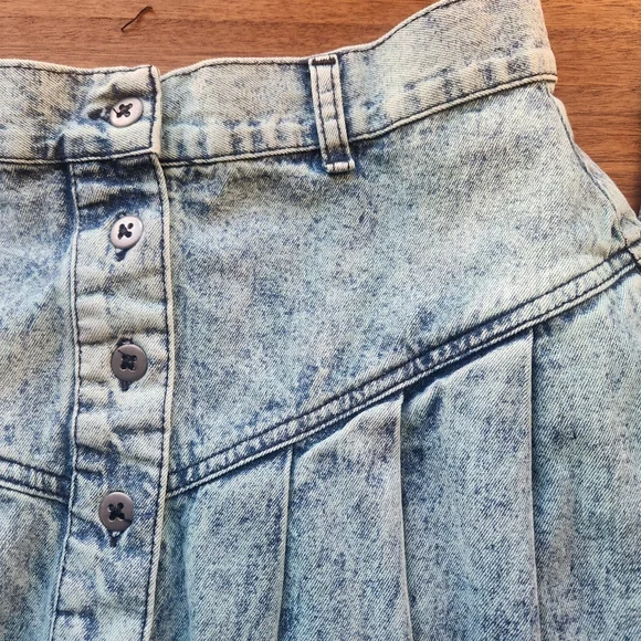 VINTAGE 80s SUNDANCE DENIM JEAN MIDI SKIRT ACID WASH BLUE FULL A LINE POCKETS - Picture 4 of 6